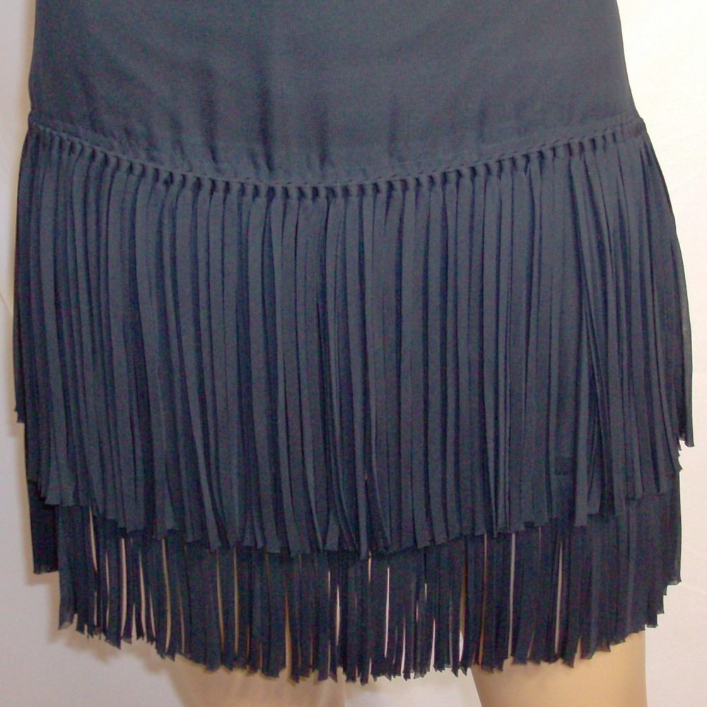DKNYC Black Fringe Mini Skirt Size 8 NWT